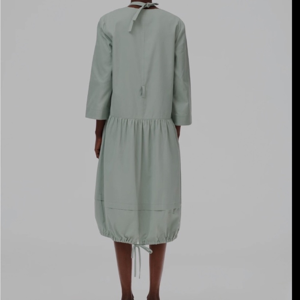 Women's Sage Green Tiered Drawstring Dress - Picture 2 of 10